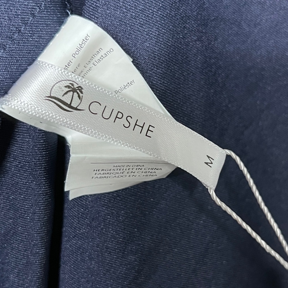 CUPSHE Dress Medium Navy Blue One Shoulder Ruched Midi Cocktail Party 3302‎ - Picture 4 of 11